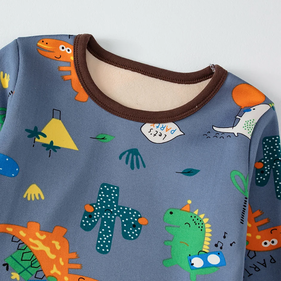 2-teiliges Herbst- und Winter-Kinder-Plüsch-dickes warmes Heim-Unterwäsche-Set für Jungen und Mädchen, lustige und niedliche Oberteile, bequeme Hosen – Detail 36
