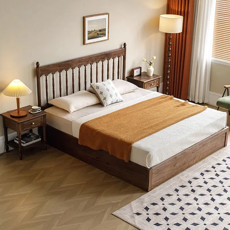 

Customizable Nordic solid wood cherry wood box bed