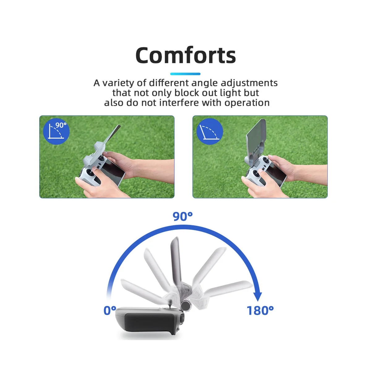 Kerai Remote Control Tudung Matahari dengan Tali untuk RC Monitor Ponsel Pelindung Matahari Dudukan Ponsel Matahari Lipat