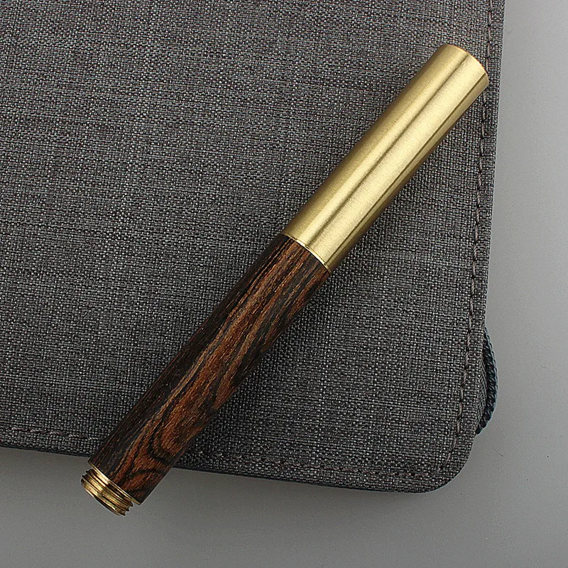 Classic Wood Mini Fountain Pen Brown Black Portable Ink Pen EF/F Nib Short Office Writing X'mas Gift Pens