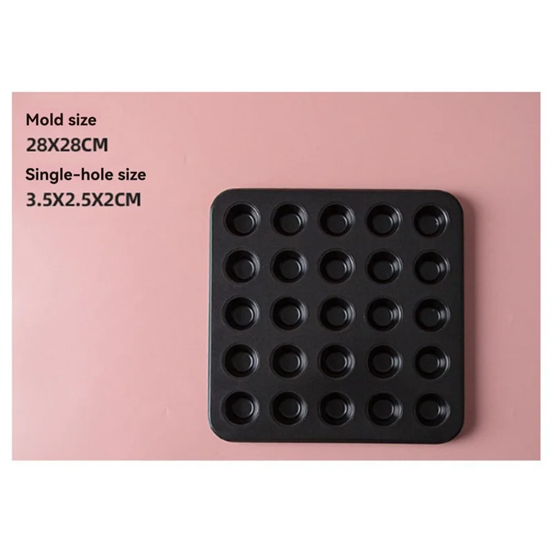 Premium 25-Cup Non-Stick Round Cake Pan Tray For Mini Muffins Bakeware Essentials