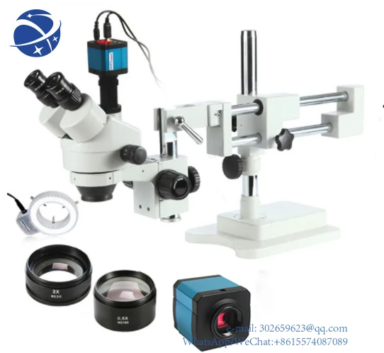 

Yyhc 3.5X 90X 180X Simul-Focal Double B-oom Stand Trinocular Stereo Zoom Microscope 38MP 2K HD USB Camera 144 LED Light Microsco