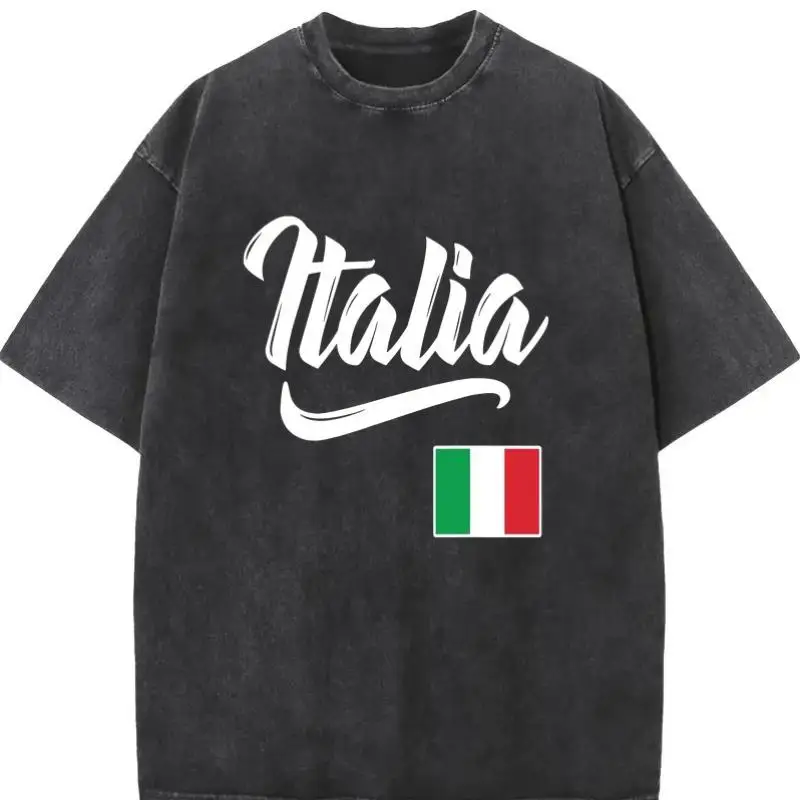 

Italia Graphic T-Shirt Unisex Italian Flag Print Vintage Cultural Pride Tee Casual Streetwear Summer Outfit S-2XL