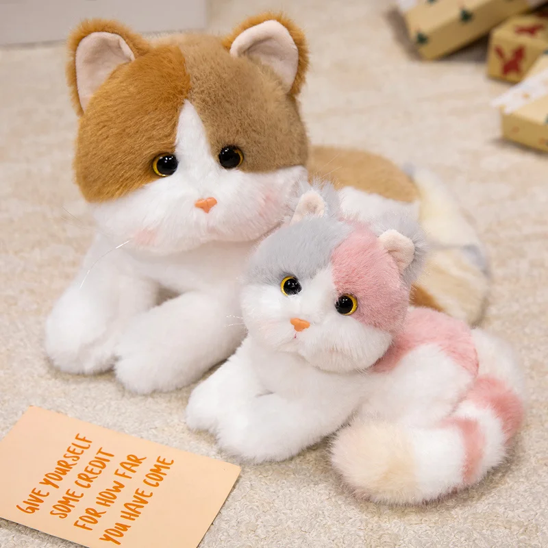 20/30/40cm Kawaii Imitation Cat Plush Toys Dolls Funny Cartoon Giant Cat Stuffed Dolls Real Lift Animals Plushie Toys