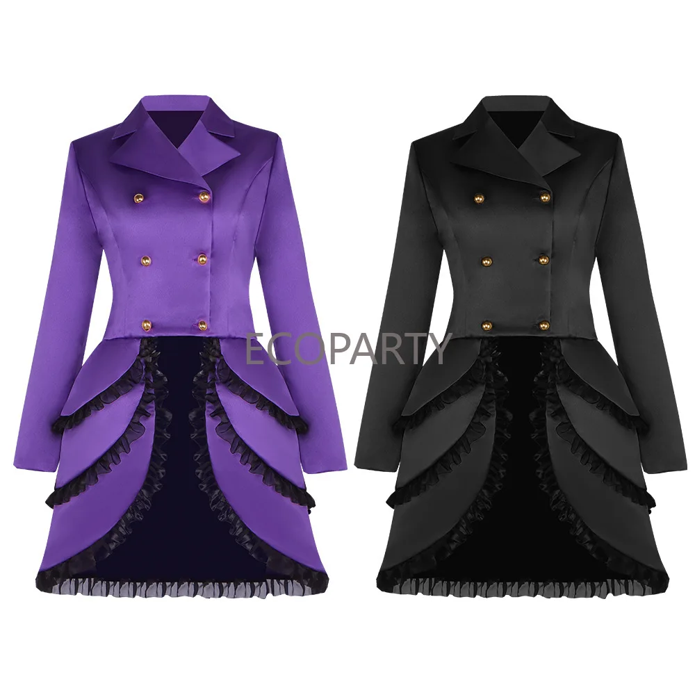 Women Renaissance Gothic Tailcoat Medieval Irregular Ruffle Hem Steampunk Victorian Jacket Woman Halloween Carnival Clothes