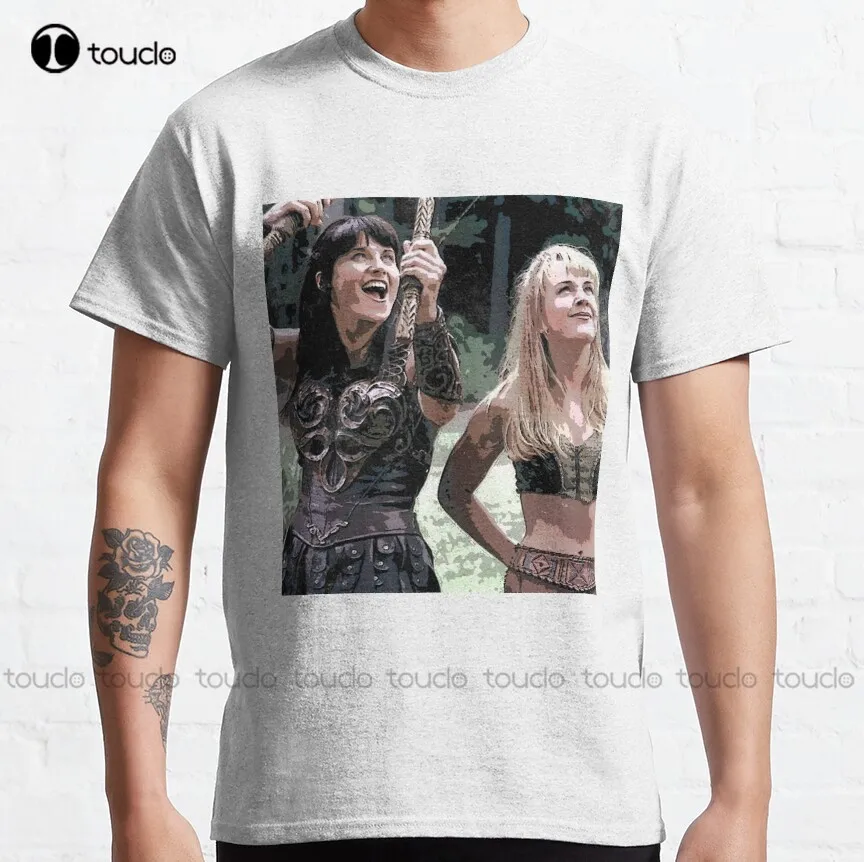 Xena And Gabrielle Art Classic T-Shirt Xena Warrior Princess Halloween Shirt Funny Art Streetwear Cartoon Tee Xs-5Xl Unisex New