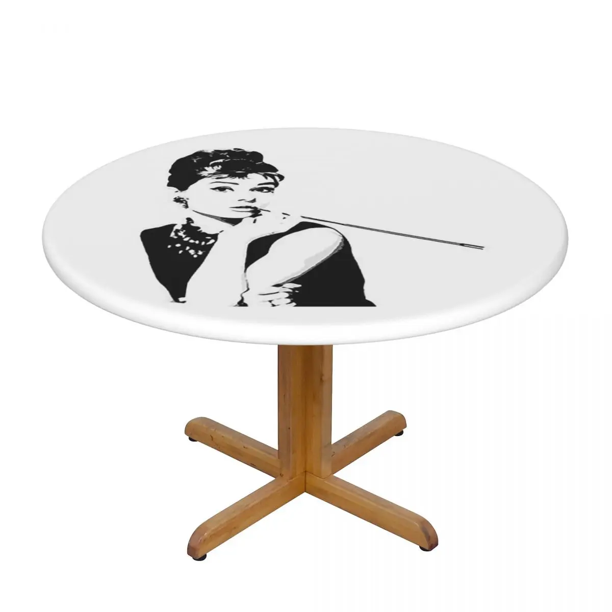 Audrey Hepburn Portrait A Waterproof Round Tablecloth Oilproof Table Cloth for Kitchen Events Dining Table Cover