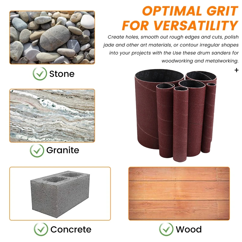 6 Pack Sanding Sleeves For Spindle Sander 120 Grit, Aluminum Oxide Sandpaper Power Sanding Sleeves