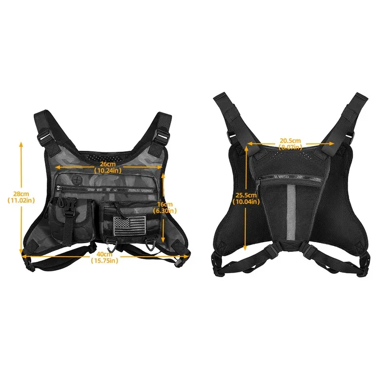Tas Dada Olahraga Pria, Tahan Air, Ringan, Tas Rompi Depan Berlari dengan Pemegang Ponsel Bawaan & Penyimpanan Ekstra untuk Berburu