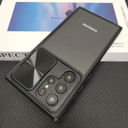 Slide-Kamera-Objektivdeckel, transparente Hartschale für Samsung Galaxy S24 S23 22 Ultra Plus A53 A54 A34 A52, klare, stoßfeste Vollabdeckung