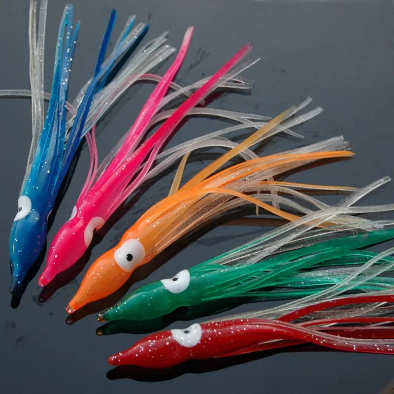 5Pcs 5/10cm Rubber Luminous Squid Skirts Soft Lure Pesca Bait Octopus   Fishing Lures Tuna Sailfish Catfish Baits