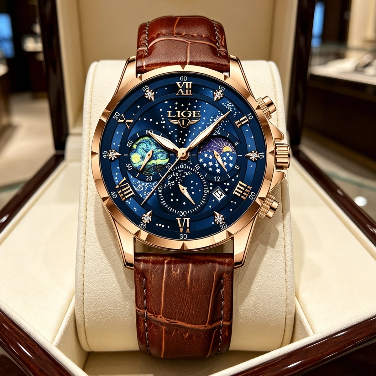 

LIGE 2025 Top Luxury Brand Men Genuine Leather Sports Watches Men's Army Military Watch Male Date Quartz Clock Relogio Masculino