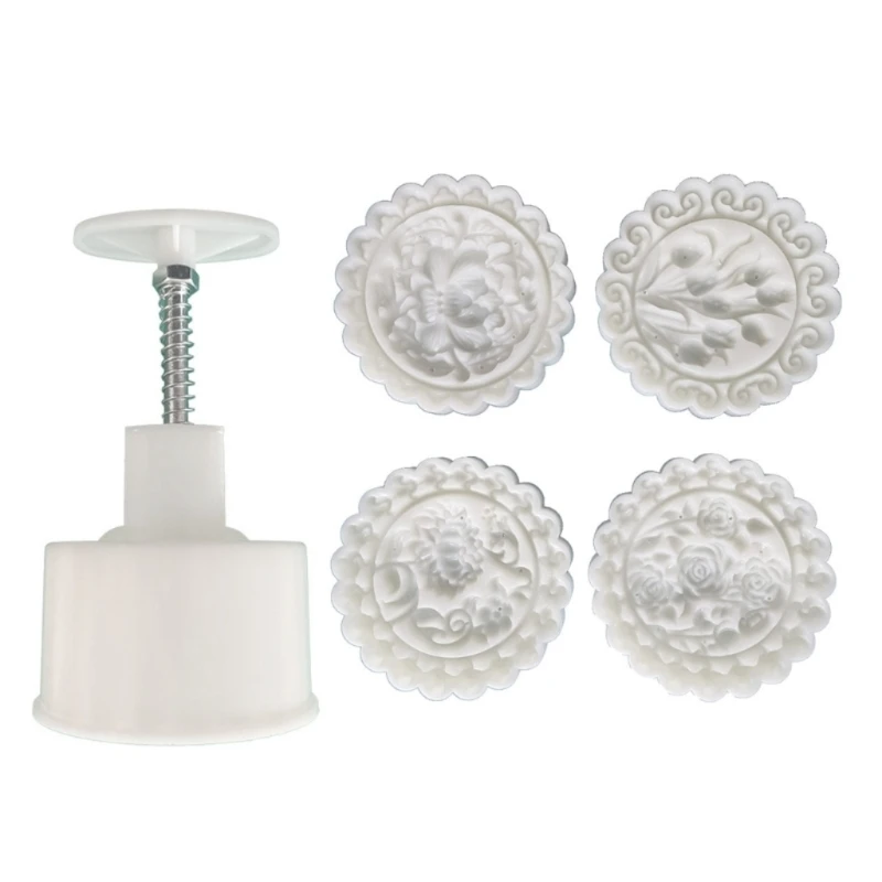 

Moon Cake Mold Set Blossom-Floral Mid-Autumn Festival Cookie Stamps Mold DIY Tulip-Plum Impressions-Tool Mooncake Maker