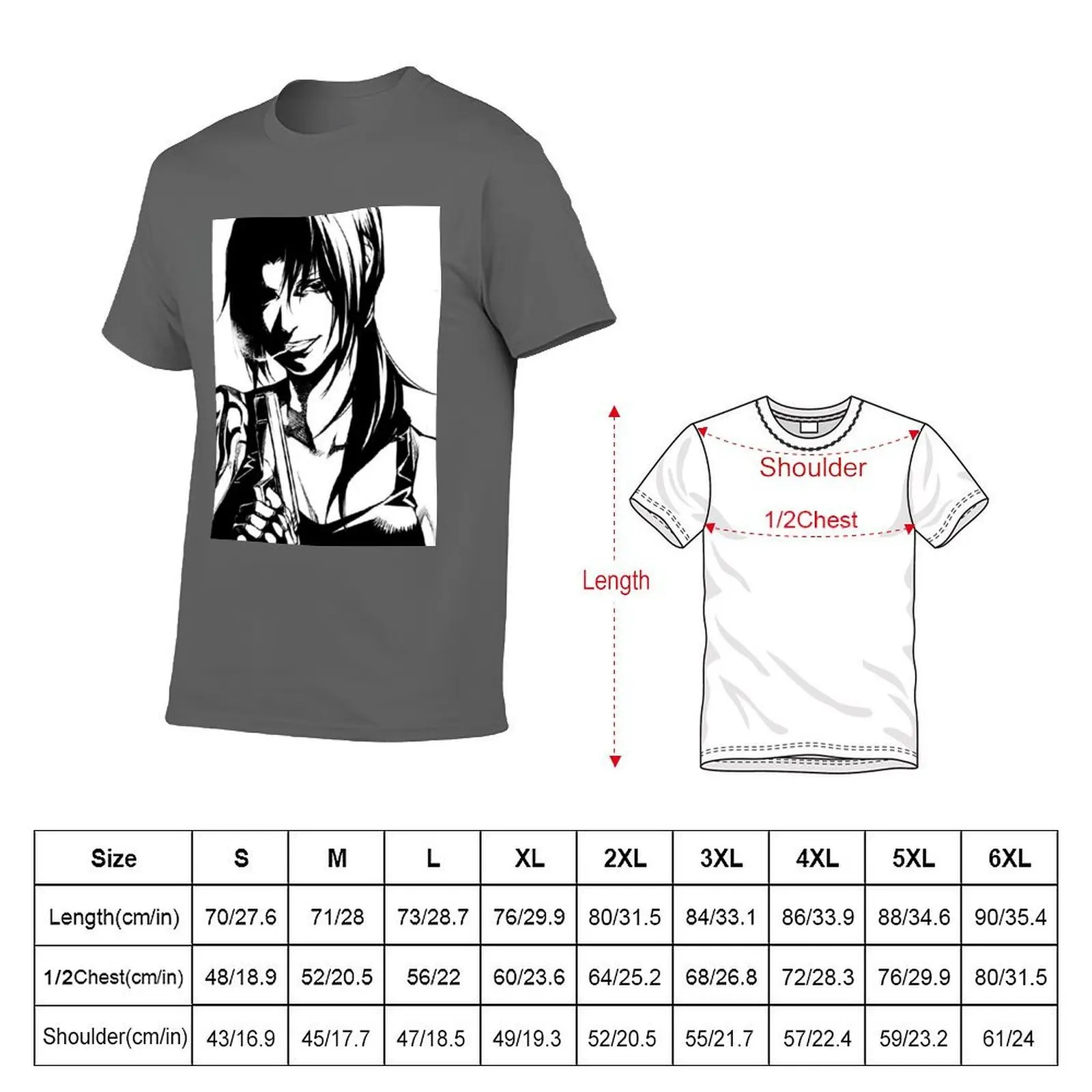 black lagoon revy T-Shirt funny t shirts cotton black cotton t-shirt plain for man package anime tshirt T-Shirt