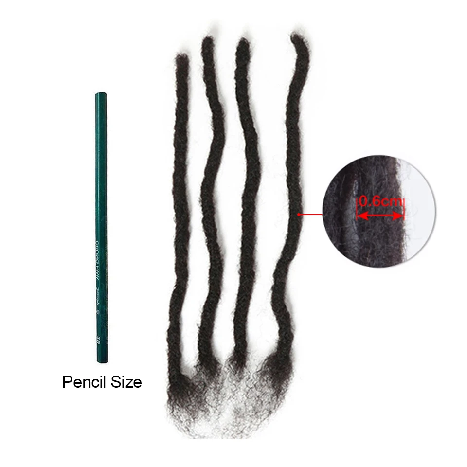 Extensões Dreadlock para homens e mulheres, tranças de crochê, cabelo orgânico, Faux Locks, Dread Loc, 0,6 cm