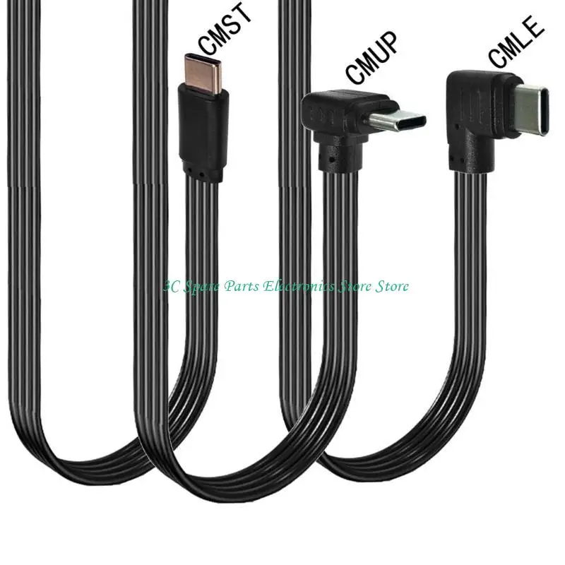 SZ USB 2.0 Male to USB C Data Cord Straight Head/90 Degree Angled Flat Cable Line
