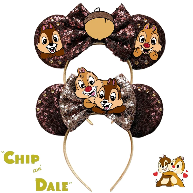 

Disney Chip 'n' Dale Ears Headband For Girls Cartoon Squirrel Hair Band Women Pinecone Sequin Bow Hair Accessories Festival Gift