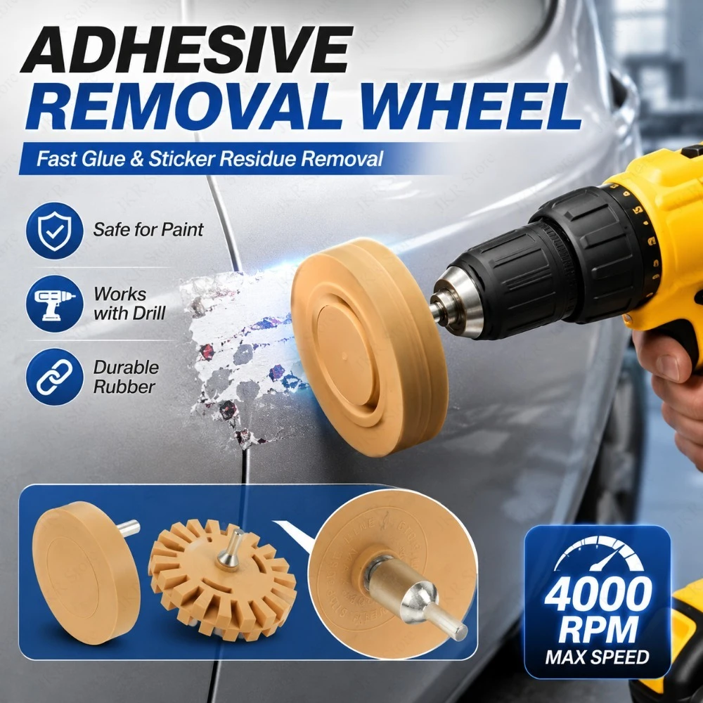 

Rubber Eraser Wheel for Drill Adhesive Remover Tool for Vinyl Decal Tape Pinstripe Sticker Residue Removal Repair Accessories