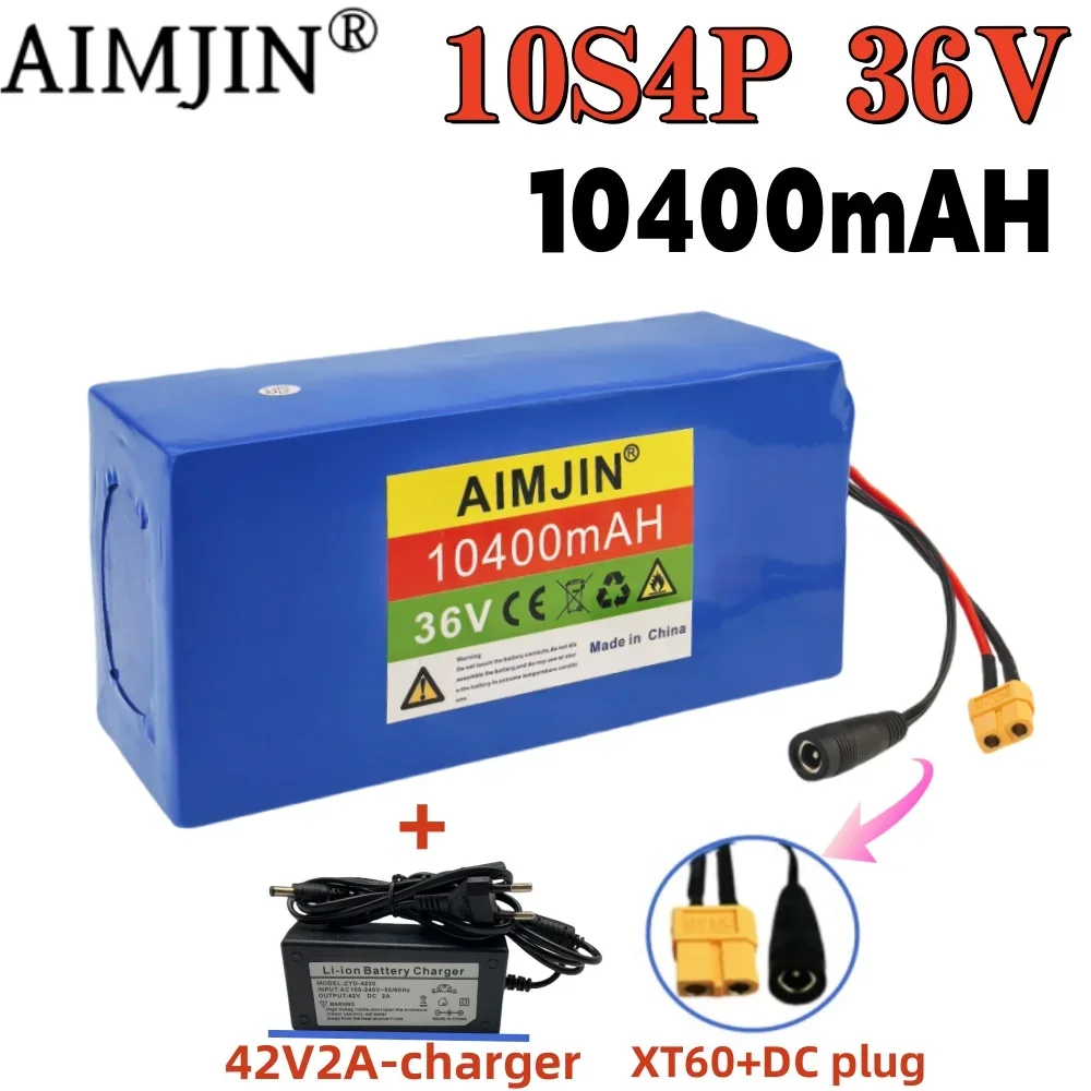 10S4P 36V 10400mAh Lithium-ion Battery Pack Built-in BMS Suitable for Bicycles, Cars, and Electric Scooters