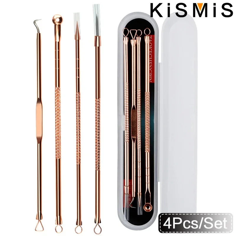 KISMIS 4PCS/Set Stainless Steel Blackhead Comedone Kit Acne Pimple  Blackhead Remover Dots Cleaner Tool