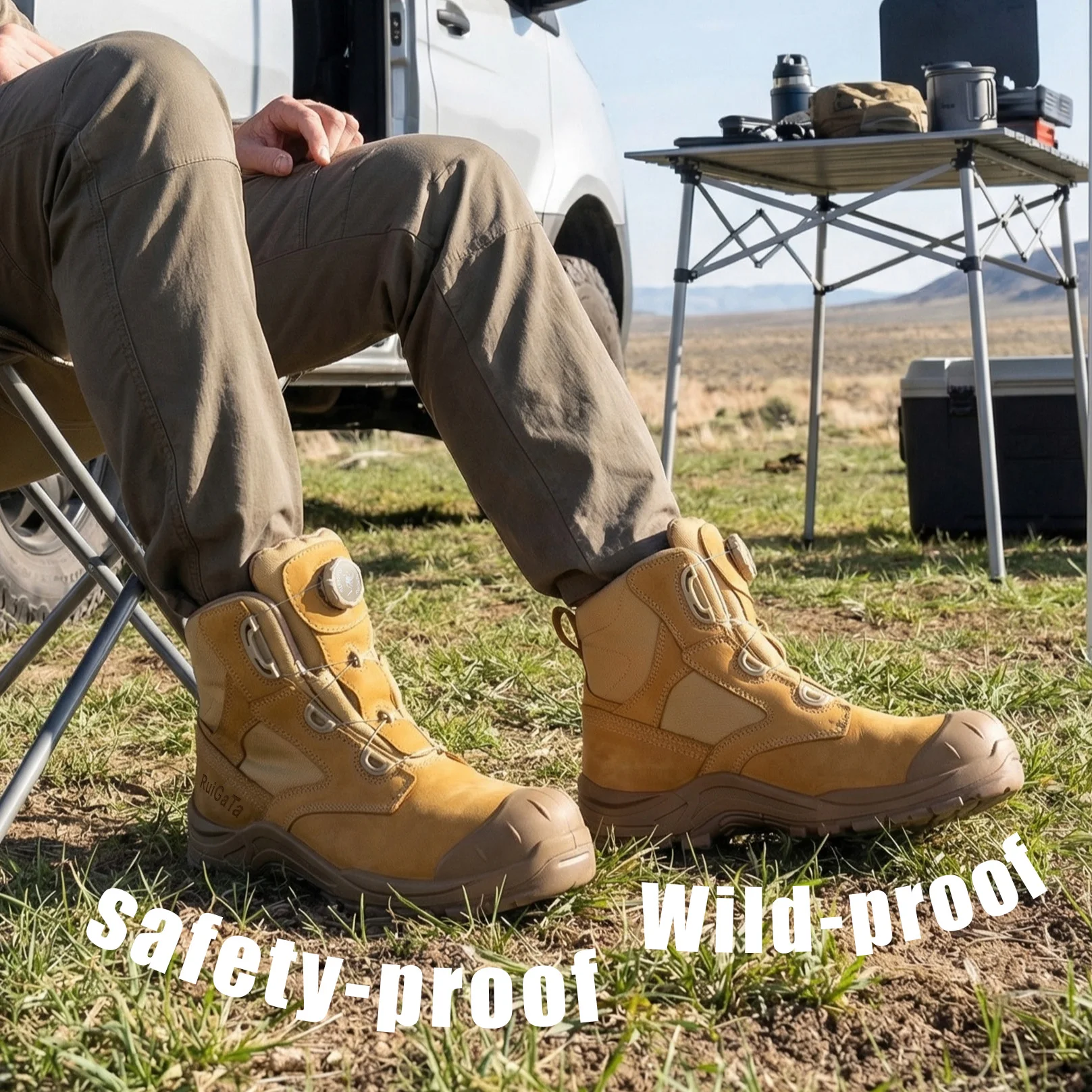 

Рабочие защитные ботинки мужские из натуральной кожи с вращающейся шнуровкой, стальным носком, кевларовой промежуточной подошвой, прочной полиуретановой подошвой, защитой от ударов и проколов, для работы на открытом воздухе