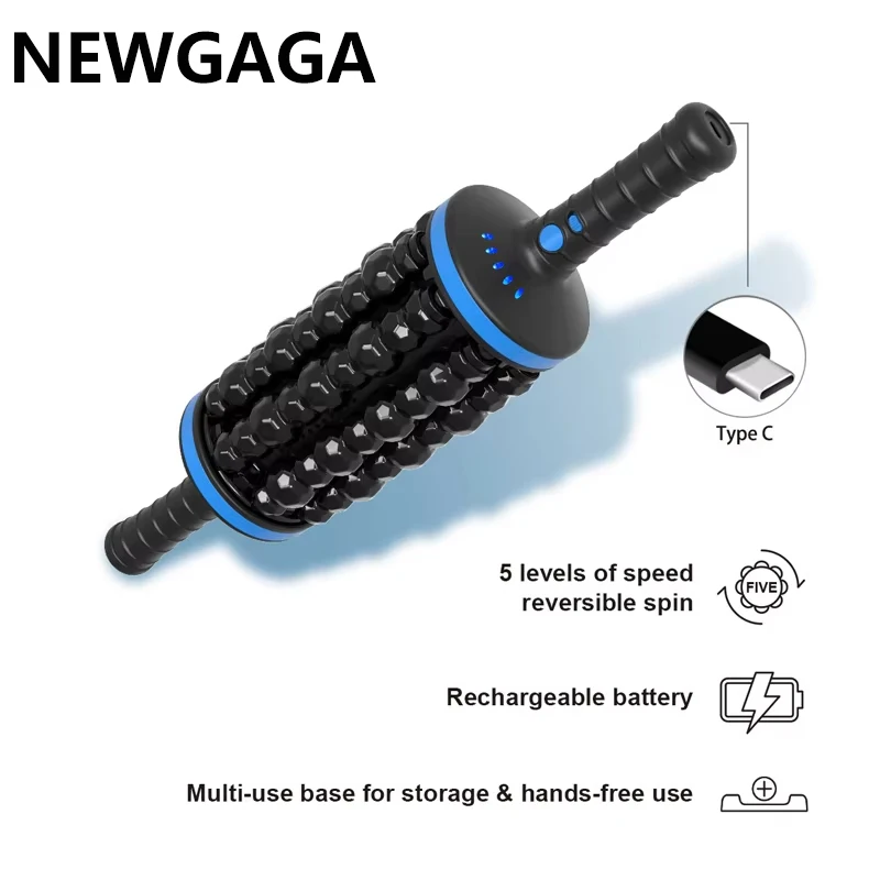 

НОВИНКА! Беспроводной роликовый массажер NEWGAGA для тела, перезаряжаемый, для спины, стоп и ног, вибрационный перкуссионный массажер для расслабления мышц.