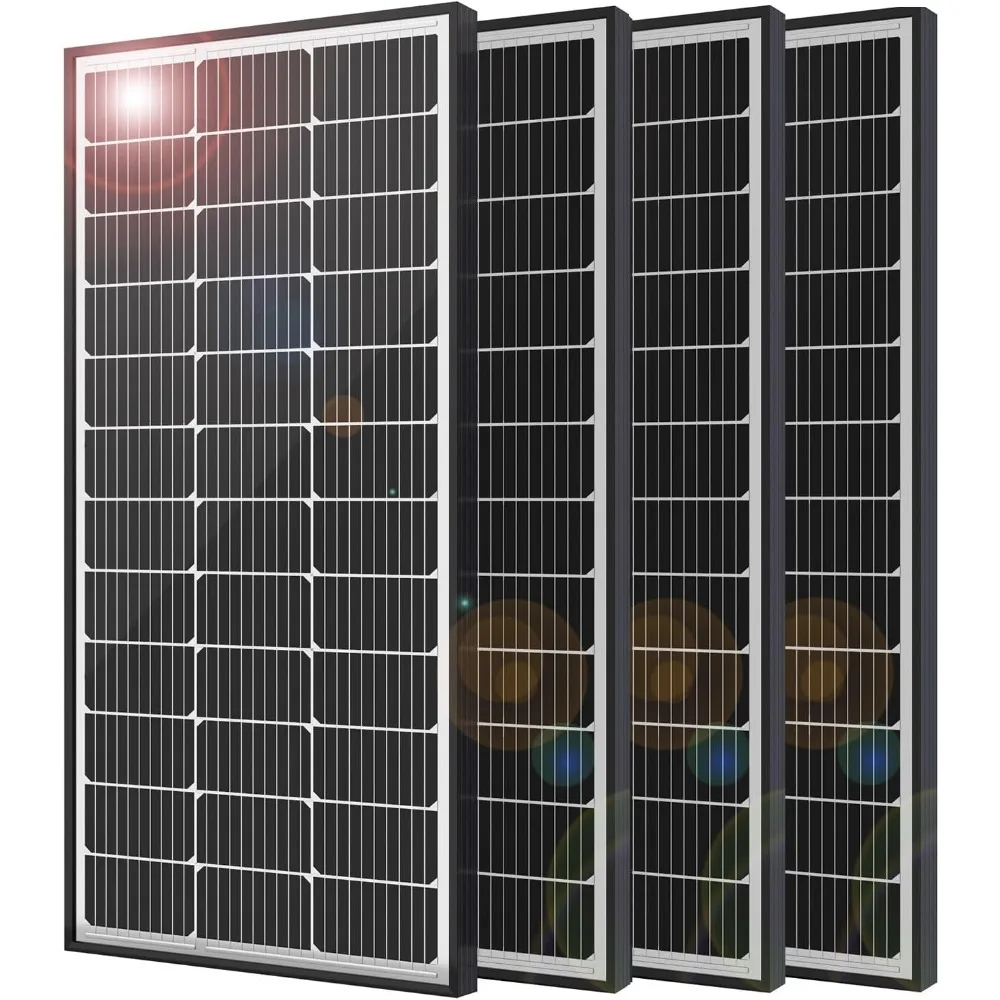 Solar Panel 4PCS 100W 12V Solar Module High Efficiency 9BB Monocrystalline Solar Panel for RV Home Boat