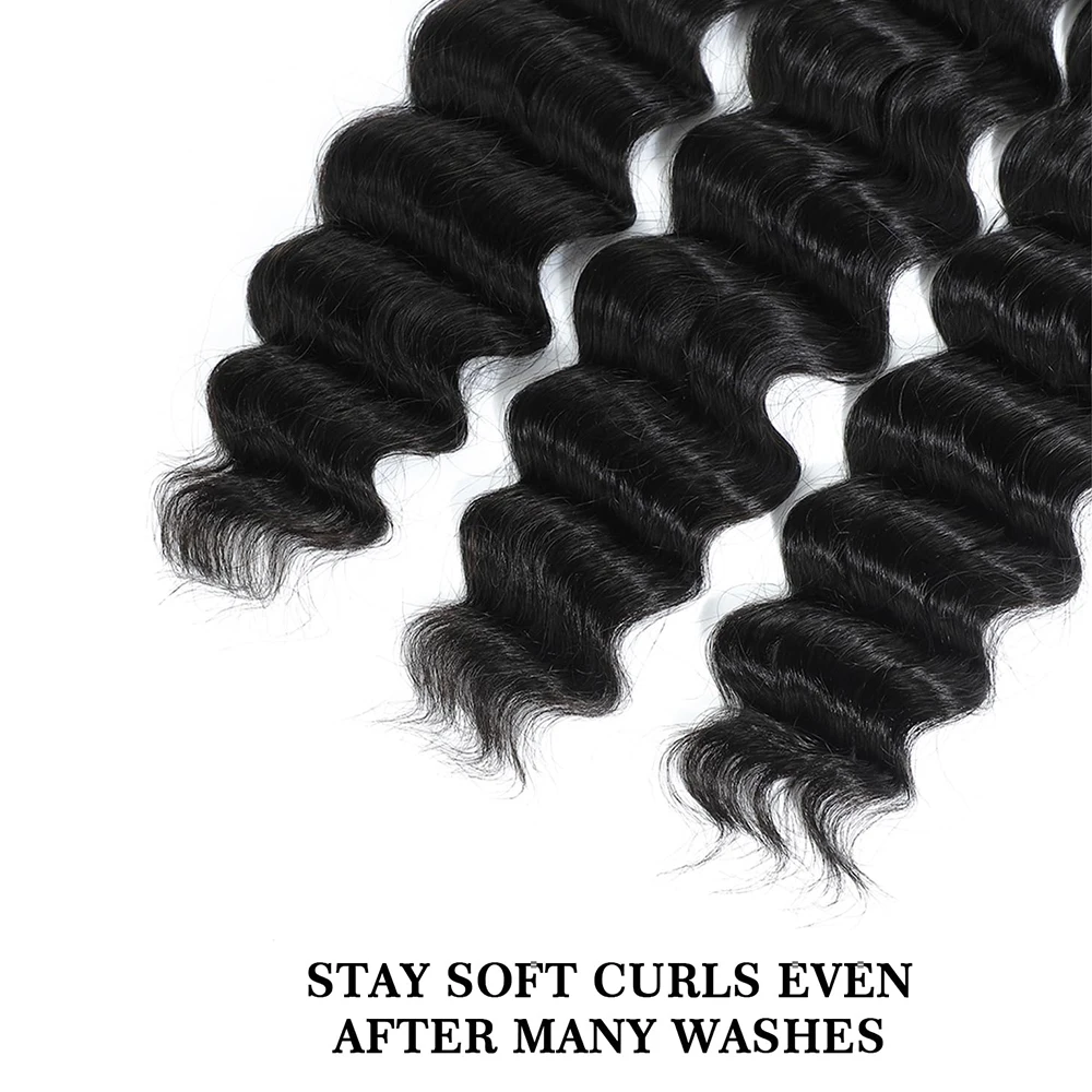26 28 30 32 Inch Loose Deep Wave Brazilian Real Human Hair Bundles Sale 2/ 3/4 PCS Natural Black Unprocessed Remy Hair Extensions Weave Bundles Extensions Soft Silky For Women