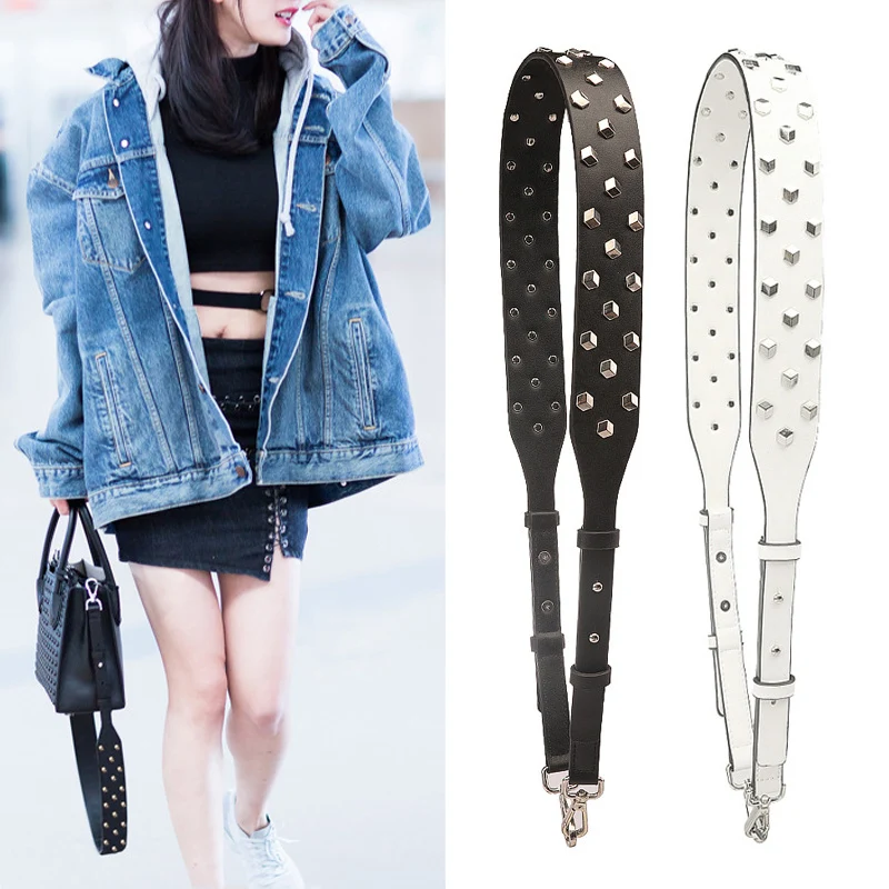 Leather Bag Replacement Strap Adjustable Metal Rivet Handbag Shoulder Straps Bag Belt Handle Crossbody Purse DIY Accessories