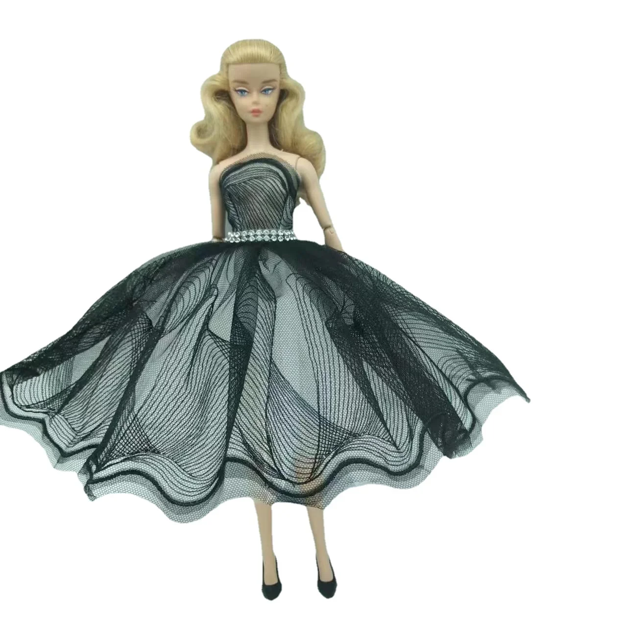 Black Lace Evening Dress For Barbie Doll Clothes Outfits 1/6 Dolls Accessories Rhinestone 3-layer Skirt Princess Party Gown Toys