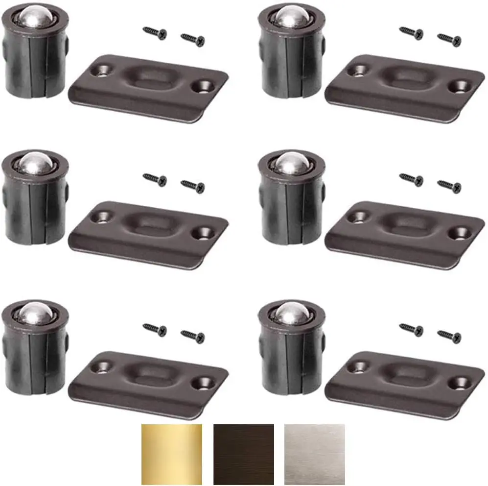 

6 Pack Oil Rubbed Bronze Door Drive-in Ball Catch with Strike Plate
