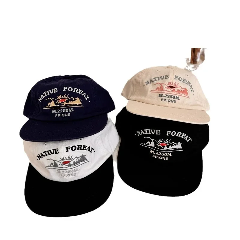 Vintage flat edge baseball cap niche street couple letter embroidery cap men and women
