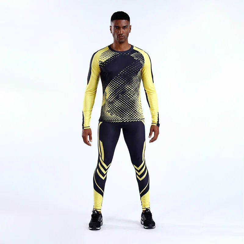 2pcs Compression Sportswear Sets Men Gym Fitness Workout Sports Suit Training Leggings Elastic Tights Jogging Tracksuits Running