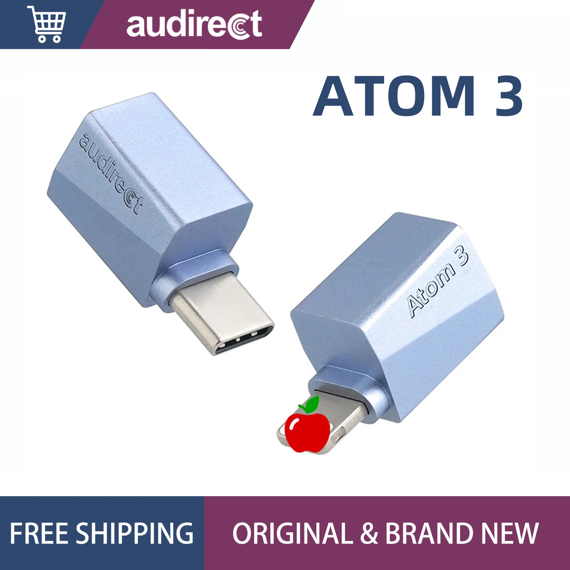 Audirect ATOM3 Portable DAC Atom 3 AMP Headphone Amplifier ESS9280 AC Pro Chip DSD512 3.5mm SE to Type-C/Light USB DAC
