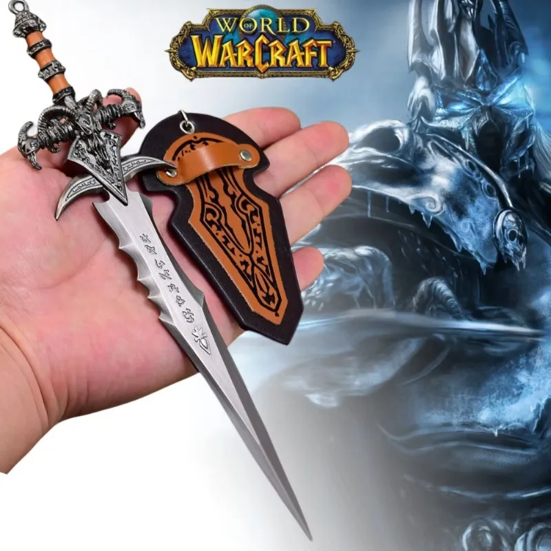 Pequeño Metal Frostmourne Katana Anime World of Warcraft Lich King espada cuchillo Ninja de acero tamaño Real japonés Katana Sabre chico juguete