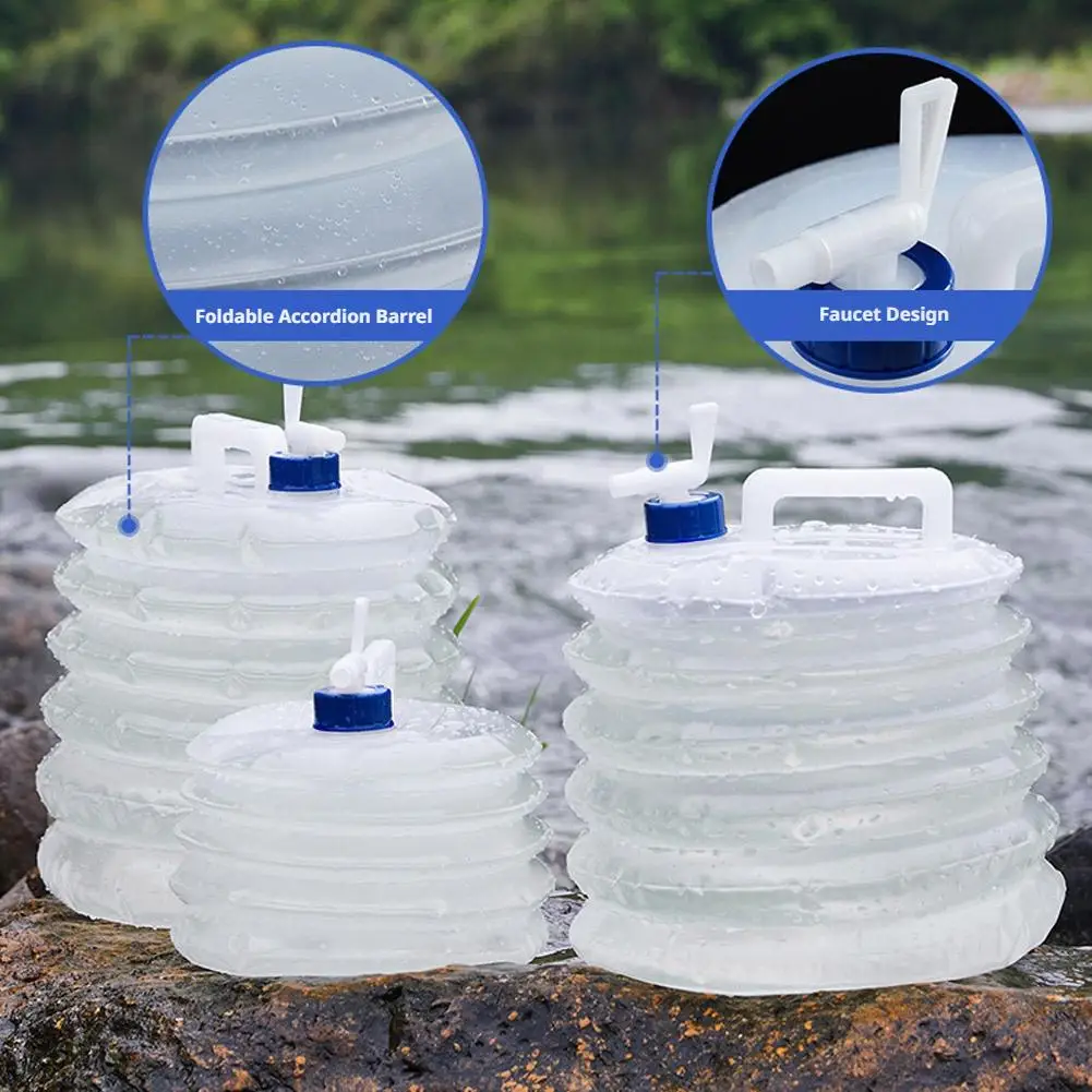 5L 10L 15L Collapsible Bucket Portable Water Tank Emergency Storage Containers for Outdoor Camping Hiking Car Driving Travel