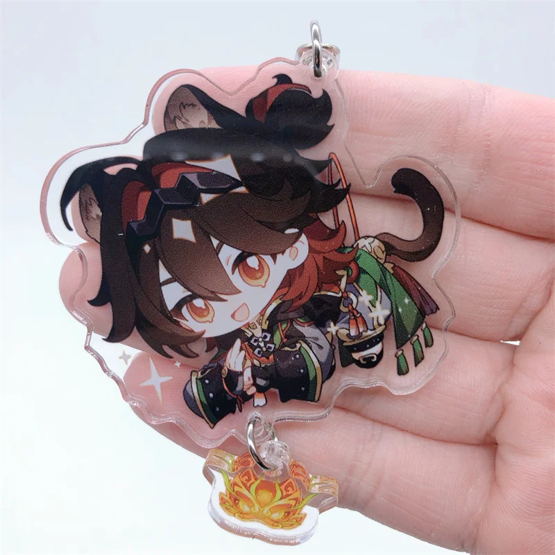 SENSHIN IMPACT-Porte-clés de jeu d'anime, accessoires de jeu Chiori, pendentif cosplay, badge, ensemble de 8 pièces