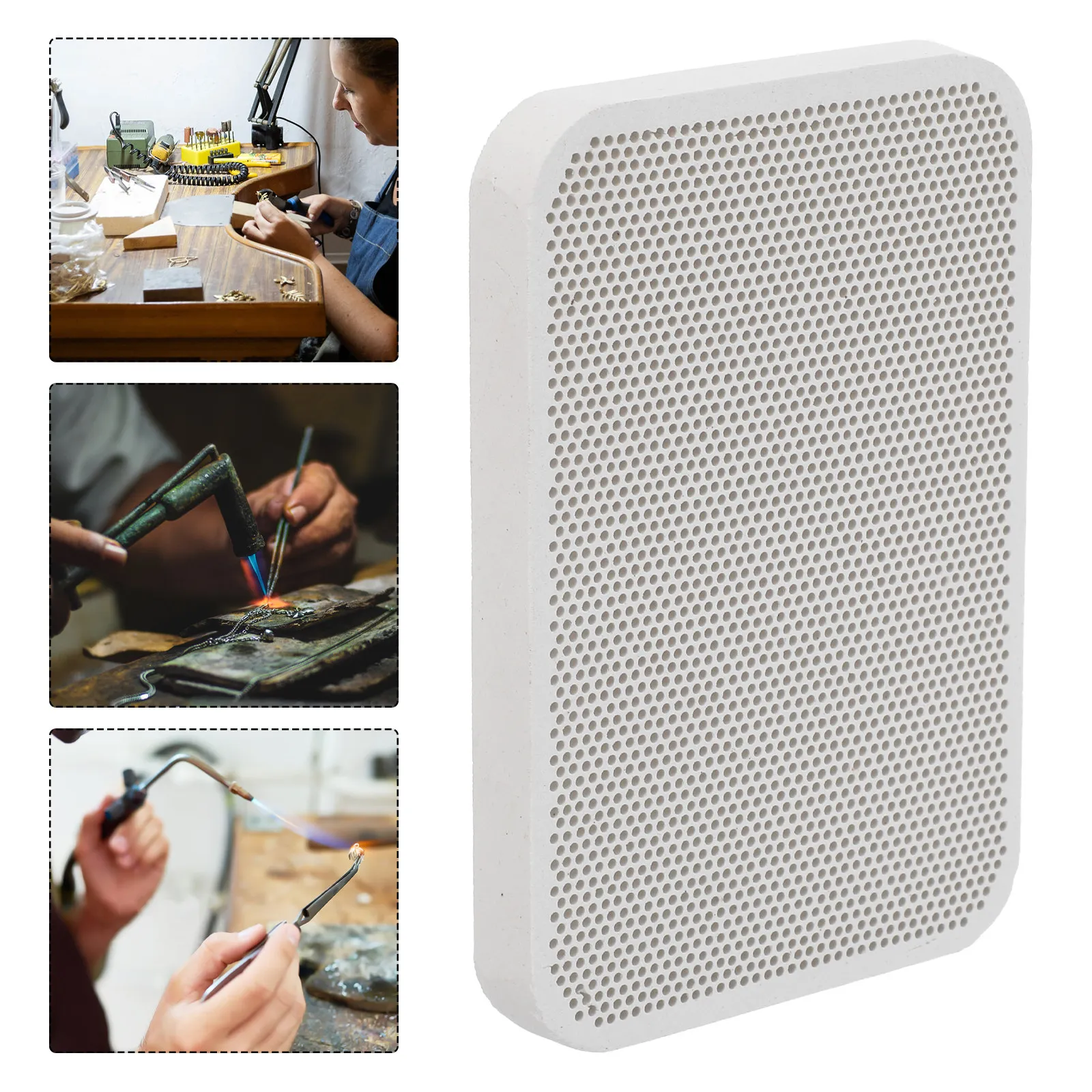 

Ceramic Honeycomb Soldering Board Beige Flame Resistant Pad Jewelry Making Solder Heat Block Insulation Plate for Gold Silver