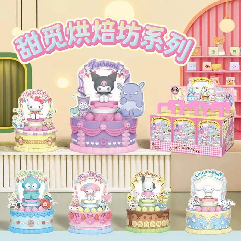 

Sanrio Characters Sweet Bakery Birthday Cake Hello Kitty Mystery Blind Box Gifts Toy Model Anime Figures Collect Ornaments
