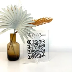 Custom Let's get social Acrylic Scan code Social Media QR Code plate For Your Business Retail Store Decor