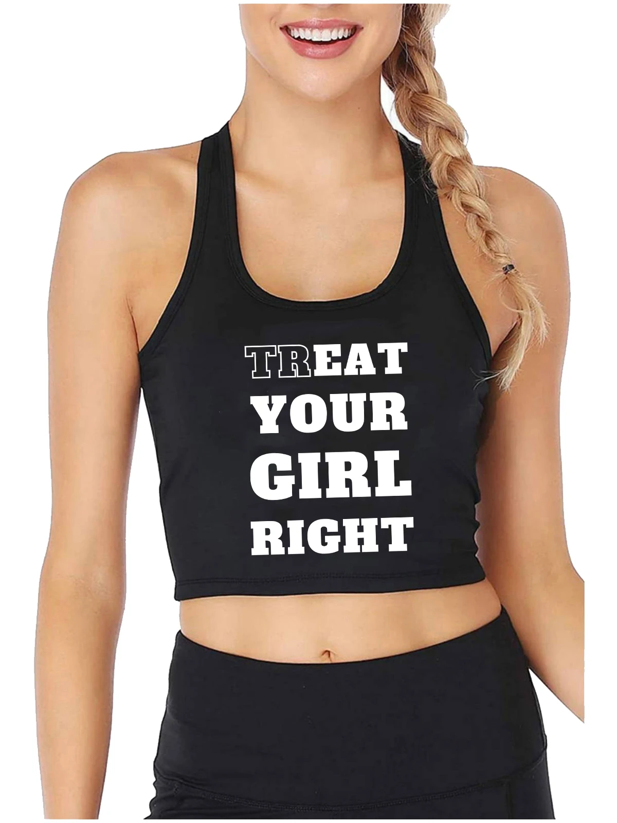Treat Your Girl Right Design Cotton Sexy Crop Top Funny Hotwife Adult Humour Quotes Tank Top Swinger Naughty Camisole