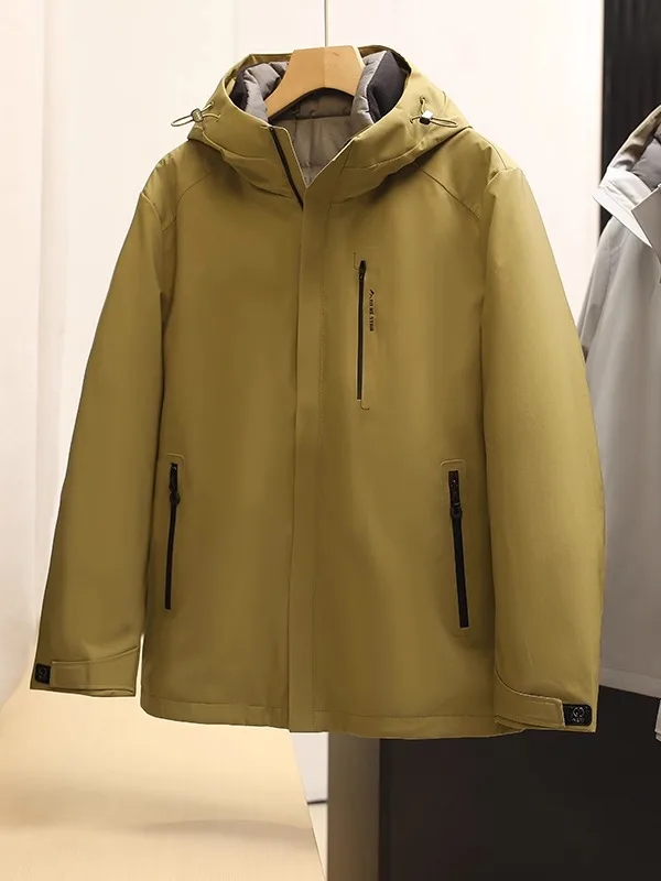 

Мужская зимняя куртка из гусиного пуха с капюшоном, теплая, со съемной внутренней подкладкой, морозостойкая, четыре варианта ношения, для активного отдыха