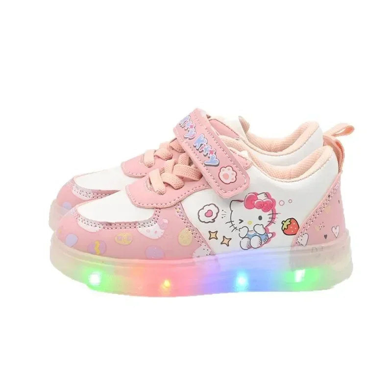 

Hello Kitty Anime Kawaii MINISO Ins Fashion Light Board Shoes Cute Cartoon KT Cat Soft Sneakers Lovely Gifts for Girls