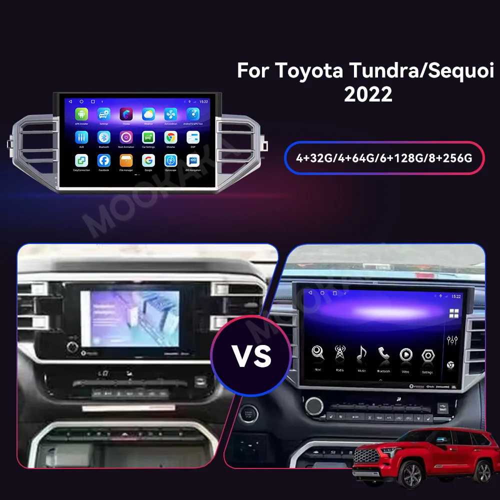 Car Accessories Radio For Toyota Tundra Sequoi 2022 Android Auto GPS Navigation Multimedia Stereo Receiver Head Unit Offline