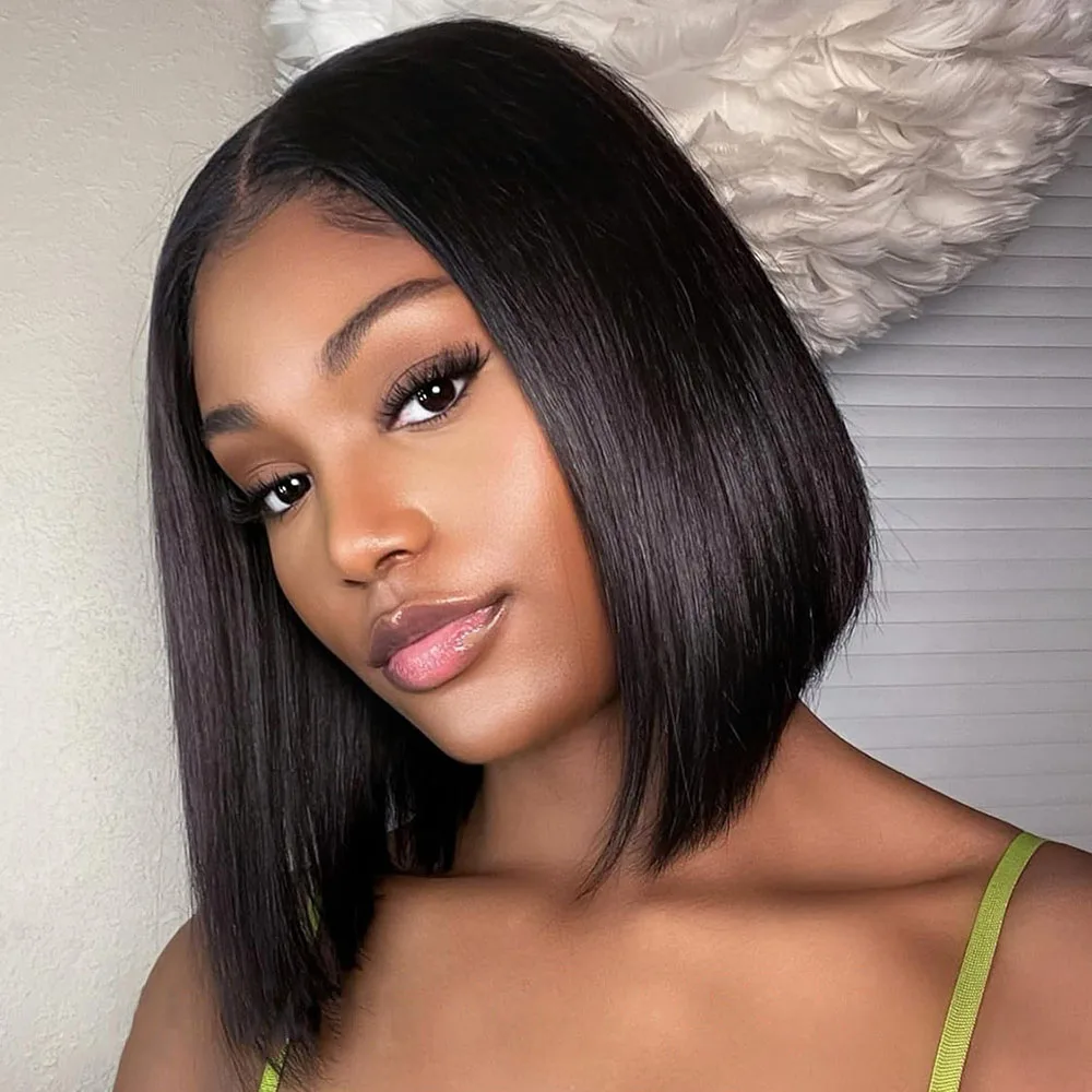 

Glueless Wig Human Hair Ready To Wear And Go Preplucked Wigs Brazilian Straight 6x4 HD Lace Frontal Human Hair Wig PreCut 180%