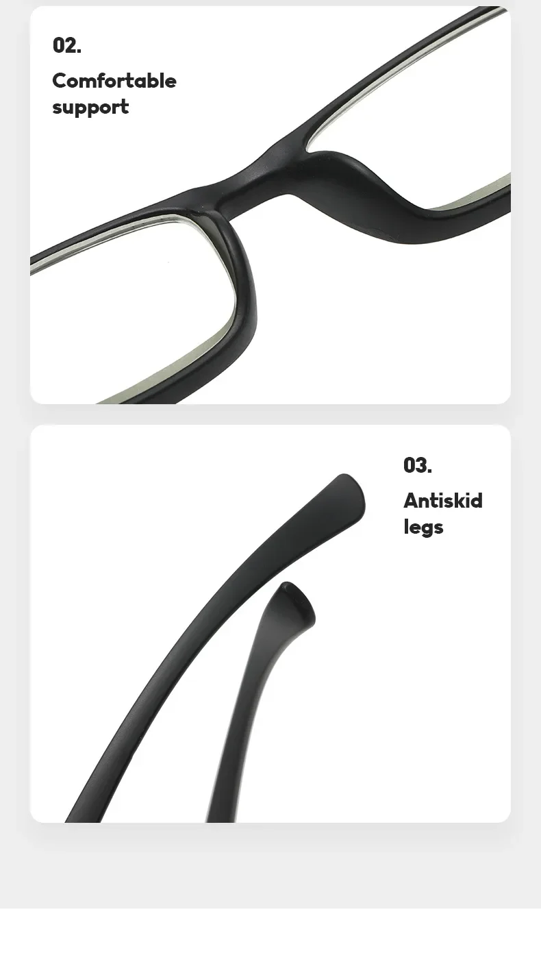1,0 ~ 4,0 Farbverlaufs-Lesebrillengestell, Anti-Blaulicht-Brille, bequeme und leichte Lesebrille und Zubehör – Detail 11