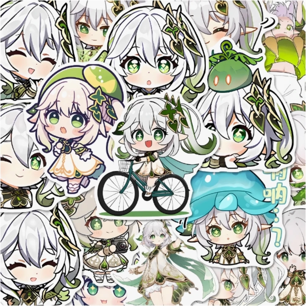 10/48Pcs Anime Game Role-playing Nahida Peripheral Stickers Children's Toys DIY Motorcycle Guitar Phone Waterproof Decoration