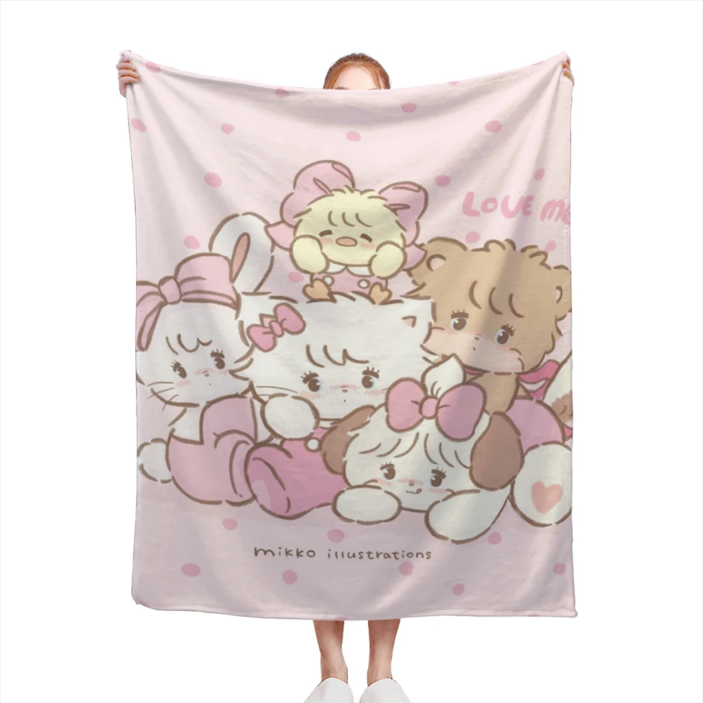 

Japan Kawaii Cartoon Mikko Blanket Flange Textile Decor Portable Super Soft Throw Blankets for Home Office Plush Thin Quilt