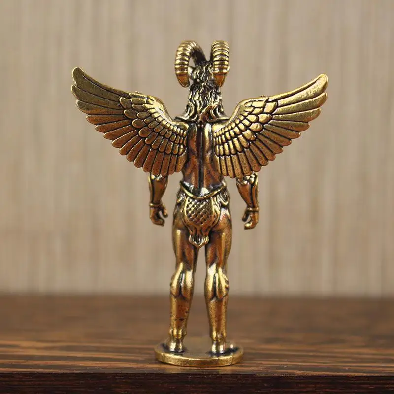 Messing-Dämonen-Schaf-Figur, Retro-Metallkunstwerk, Tischdekoration mit Engelschaf-Menschen-Gesicht, Kreatives Ornament, Tierskulptur – Detail 5
