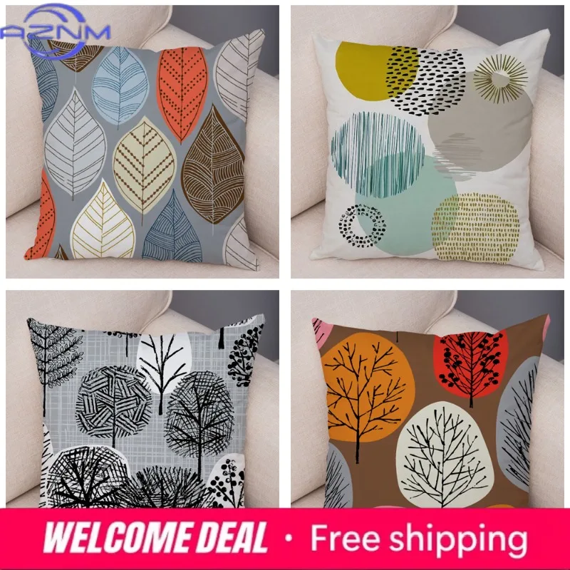 Abstract Art Cushion Cover Decorative Geometric Plant Tree Flower Pillowcase Sofa Home Car view 2